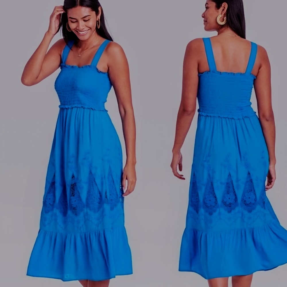 Knox Rose Blue Tiered Sundress Sleeveless Midi